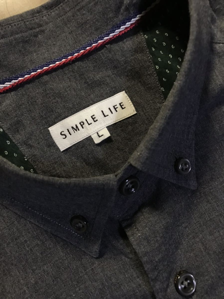 SIMPLE LIFE ㈱レナウン 綿100％ シャンブレー ミディアム灰/緑B.Dの画像1