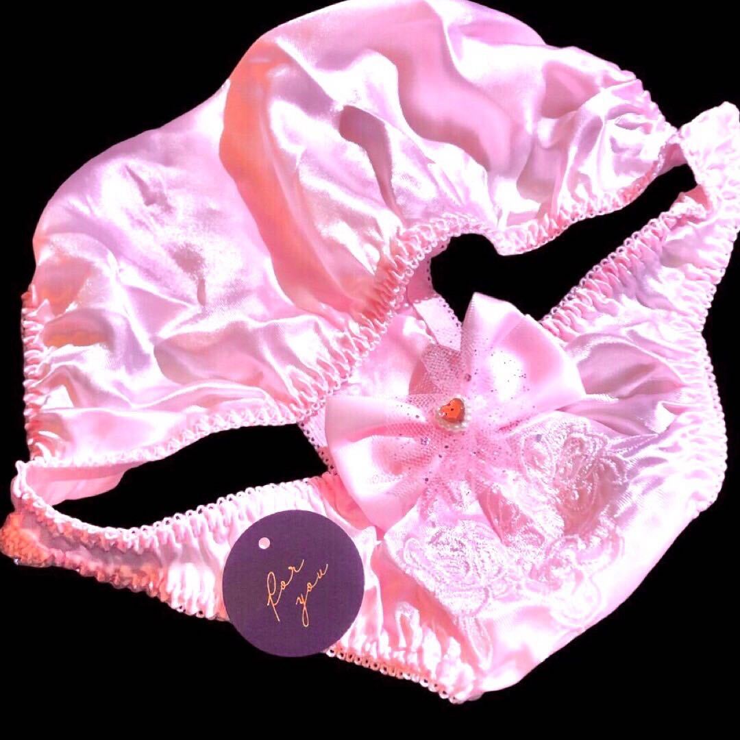 超ピカピカ サテン つるつる ショーツ Ｍサイズ 新品 未使用 パンティ ピンク フリーサイズ エメフィール系 ピーチジョン系の画像9