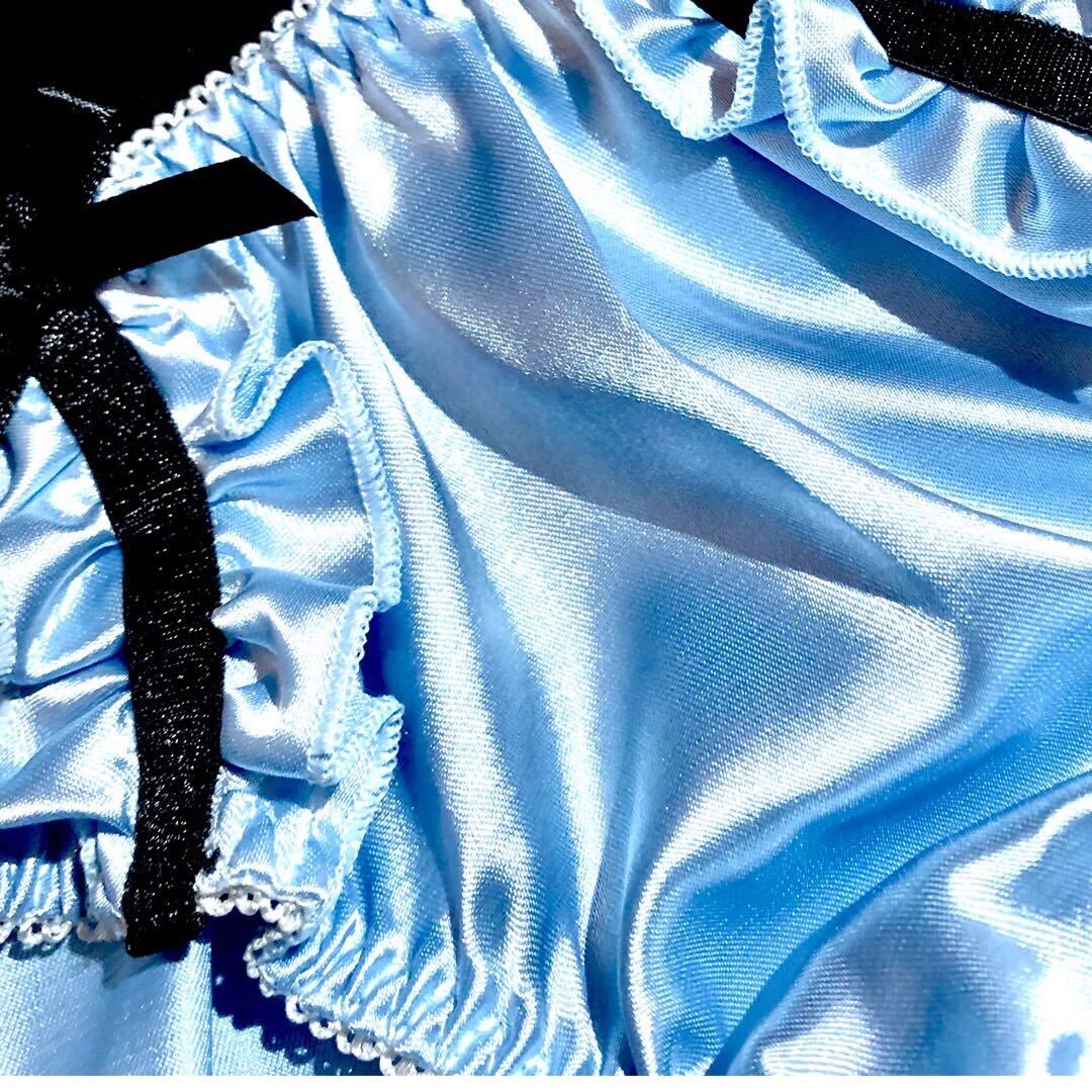 超ピカピカ サテン つるつる ショーツ ＭＬサイズ 新品 未使用 パンティ ブルー フリーサイズ エメフィール系 ピーチジョン系の画像4