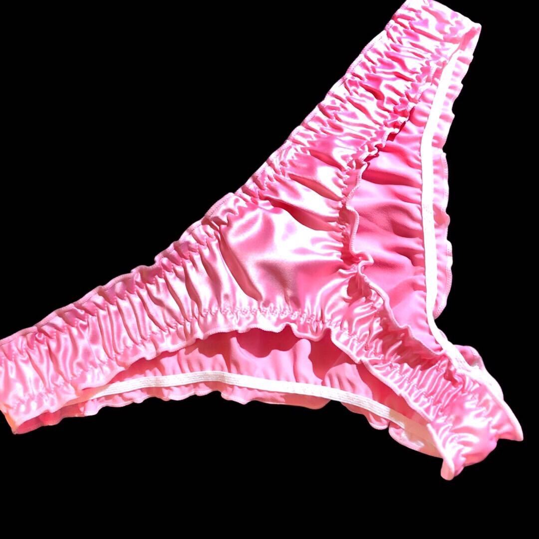 ロリータ すべすべ Tバックショーツ サテン つるつる ショーツ tバツク下着 ピンク XL LL サイズ エメフィール系 ピーチジョン系の画像4