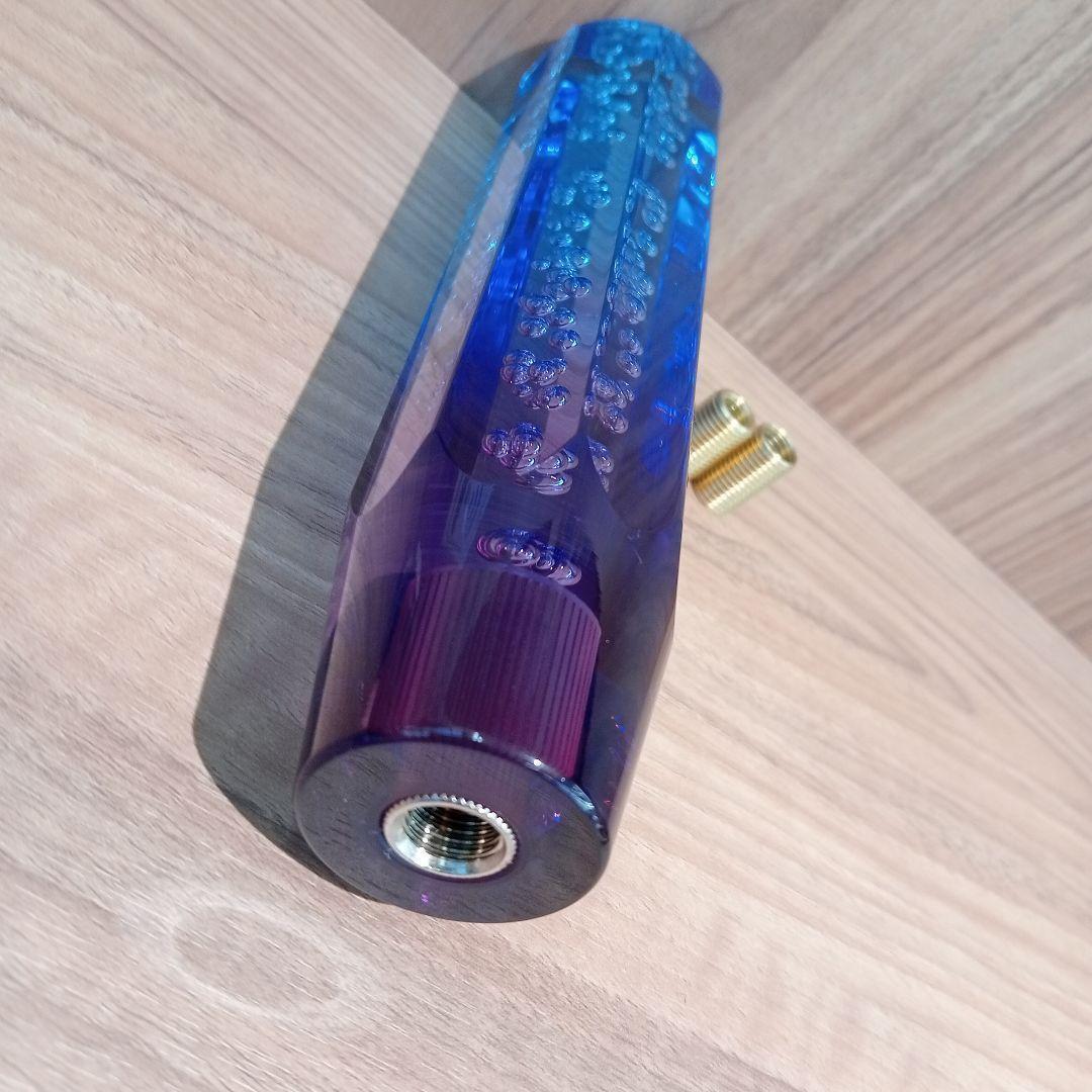 クリスタルシフトノブ 青 紫 20cm グラデーション バブル クリア パープルの画像3