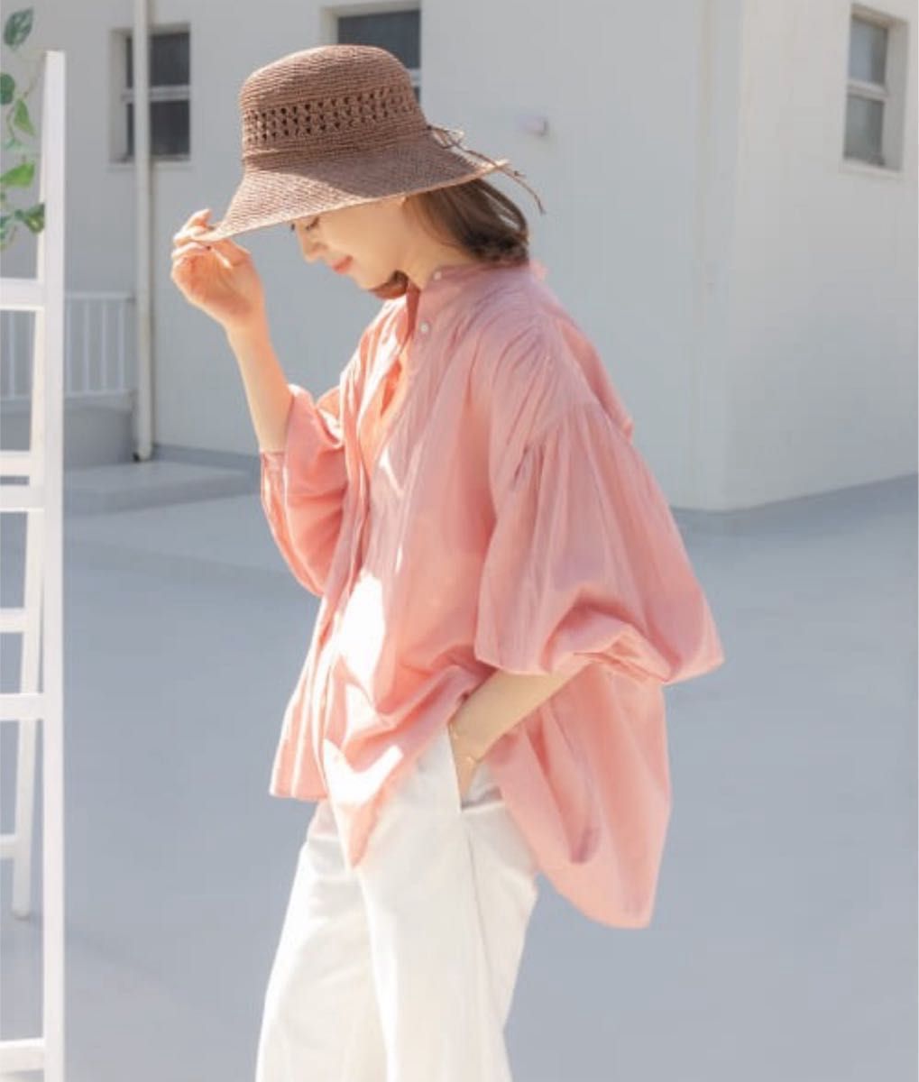 URBAN RESEARCH DOORS コットンボイルギャザーブラウスPINK 新品 URBAN RESEARCH DOORS コットンボイルギャザーブラウスPINK 新品