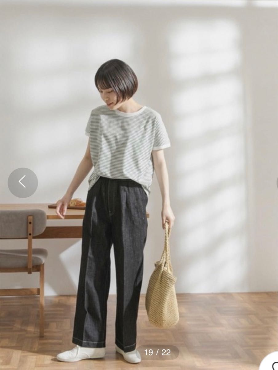 URBAN RESEARCH DOORS FORK&SPOON 綿麻デニムワイドパンツ BLACK
