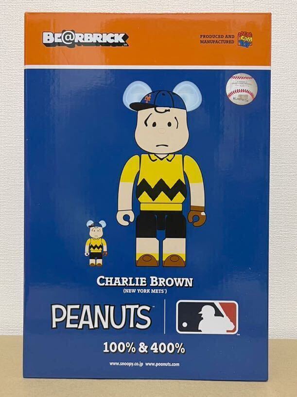 PEANUTS X MLB NY METS CHARLIE BROWN 400% ベアブリック メディコムトイ bearbrickの画像2
