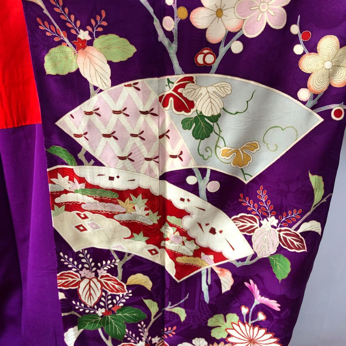  античный кимоно земля .. место машина фиолетовый Showa Retro Taisho роман современный мир ...ko-te переделка шелк натуральный шелк 100%.11-7k