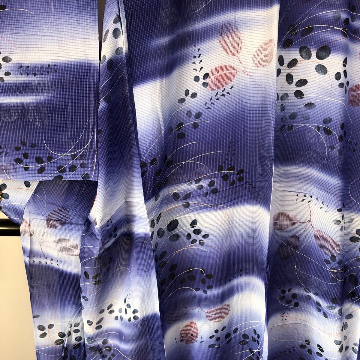  античный кимоно одиночный . синий градация растения Showa Retro Taisho роман современный мир ...ko-te переделка шелк натуральный шелк 100%.22-05t