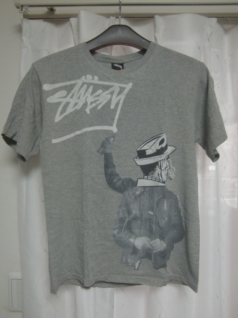 【中古・状態悪い】★①STUSSY MENS Front Print Tee GREY sizeS/ステューシー メンズ プリント Tシャツ Sサイズ★_画像1