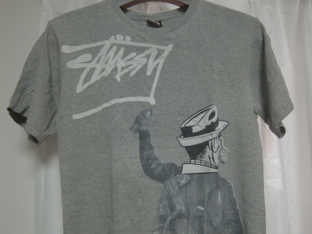 【中古・状態悪い】★①STUSSY MENS Front Print Tee GREY sizeS/ステューシー メンズ プリント Tシャツ Sサイズ★_画像2