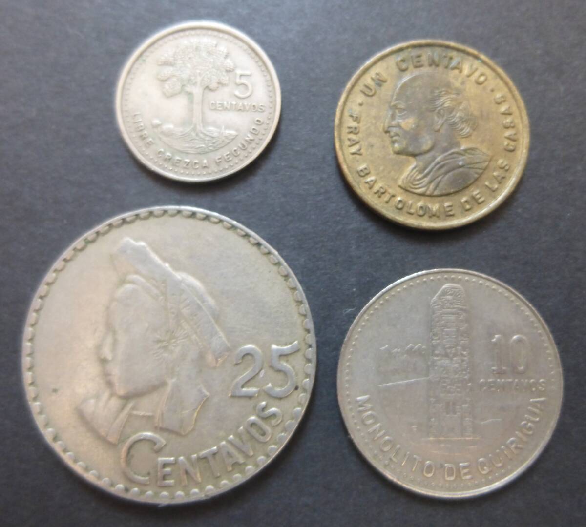 ガテマラ (Guatemala) 旧貨幣 １９７０年～１９８６年 貨幣 ４種・４枚 送料無料の画像1