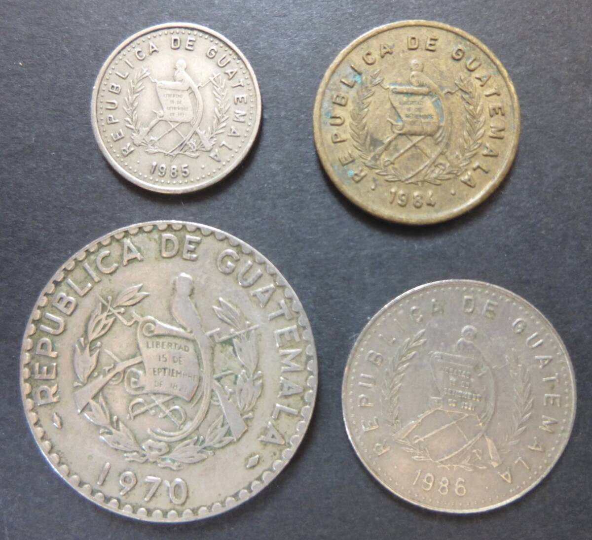 ガテマラ (Guatemala) 旧貨幣 １９７０年～１９８６年 貨幣 ４種・４枚 送料無料の画像3