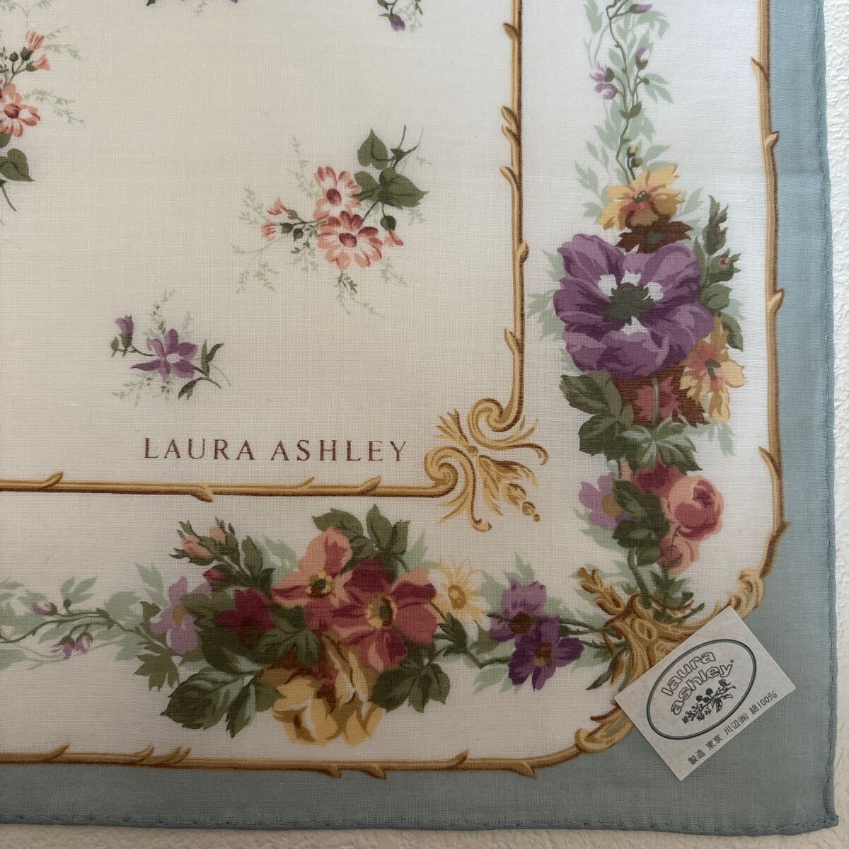 Laura Ashley ローラアシュレイ 花柄 プリントハンカチ 、ガーゼハンカチ レディースブランドハンカチ 4枚まとめての画像7