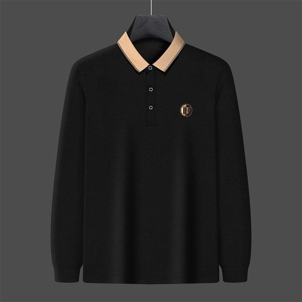 t8 【 L 】黒 長袖 薄手 ポロシャツ メンズ ゴルフ ゴルフウェア シニア シンプル カジュアル トップス_画像4