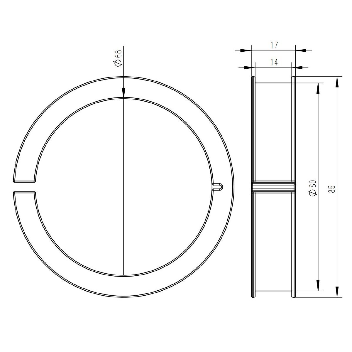 TB052-80mm mirror tube band for Φ68mm band adaptor click post uniform carriage 185 jpy 