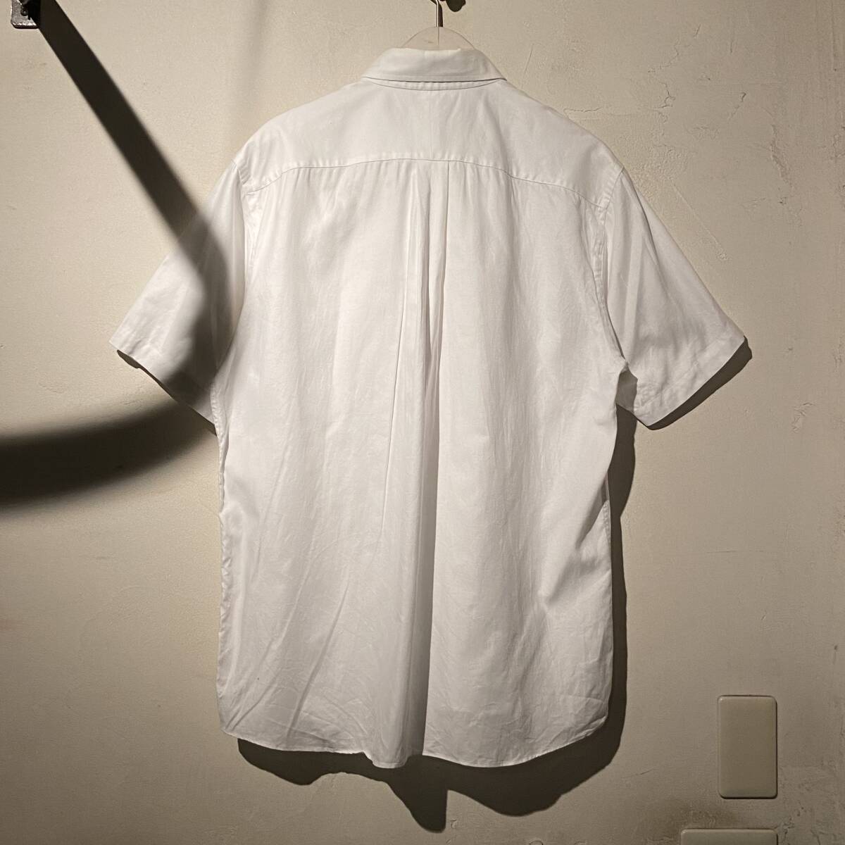 美品 BURBERRY LONDON バーバリーロンドン メンズ 半袖 シャツ ホワイト Ｌサイズ ボタンダウン 襟裏ノバチェックの画像2