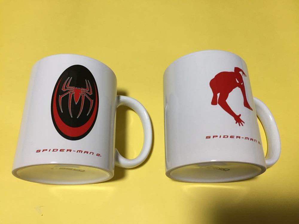 ラスト本体未使用　スパイダーマン2公開記念　非売品タイアップマグカップ2個セット　サロメチール　化粧箱入り_画像2