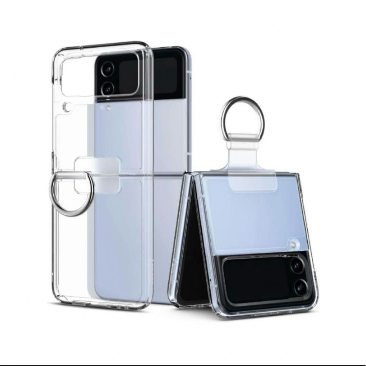 Galaxy Z Flip4 ケース 透明 Dリング カスタマイズ 可能 DIYキット 超薄型 超軽量 傷防止 ワイヤレス充電