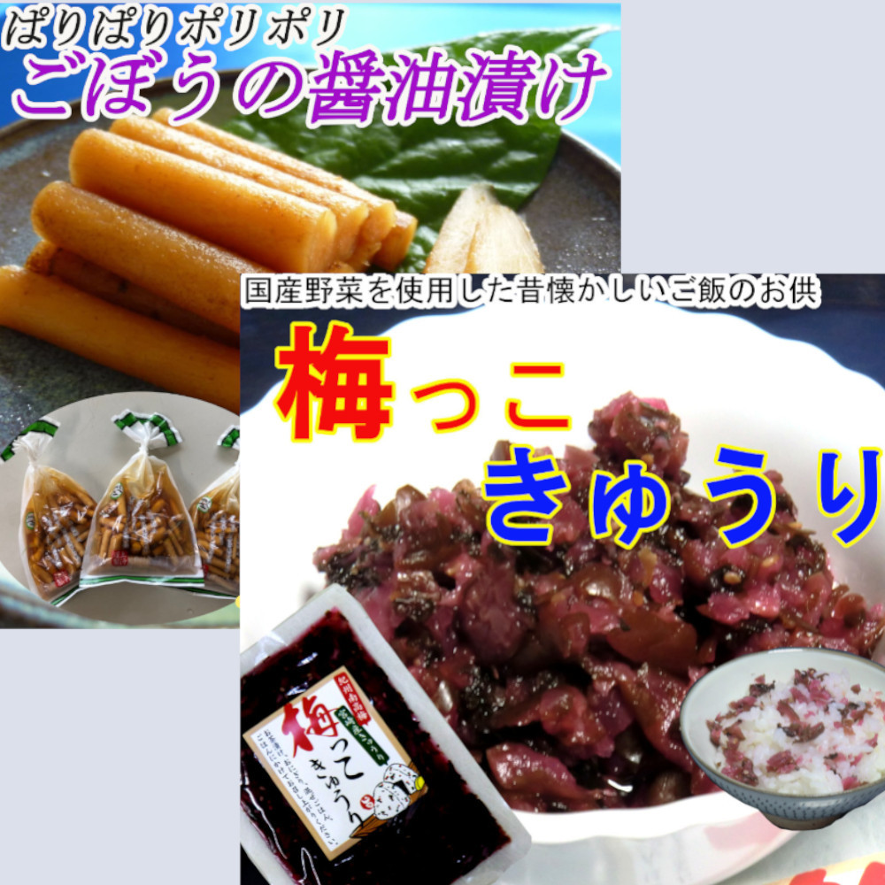 [ Miyazaki. tsukemono pickles ] gobou soy sauce .100g×3 sack plum .. cucumber 130g×2 sack Miyazaki rice. .. line comfort . present chopsticks .. tooth ... tea .. free shipping 