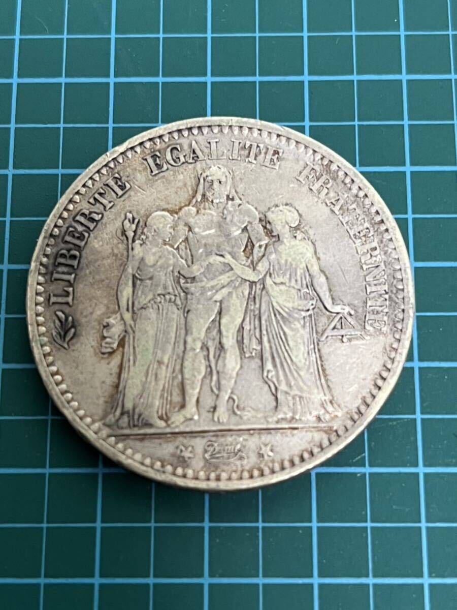アンティークコイン フランス5FRANCS 銀貨（1874K）の画像1