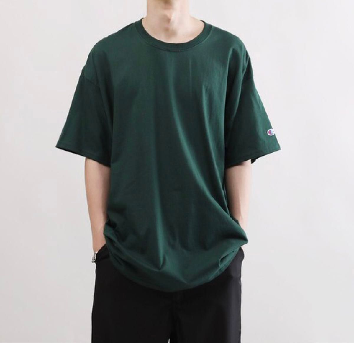 新品　2XL相当　チャンピオン　tシャツ 半袖　緑　ダークグリーン　メンズ　XL Champion グリーン