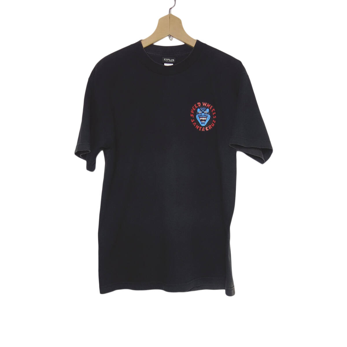 90's SANTA CRUZ サンタクルーズ プリントTシャツ 黒 NHSタグ ブラック Mサイズ 古着 USED ユーズド tee tシャツ #rtshirts-20062の画像2