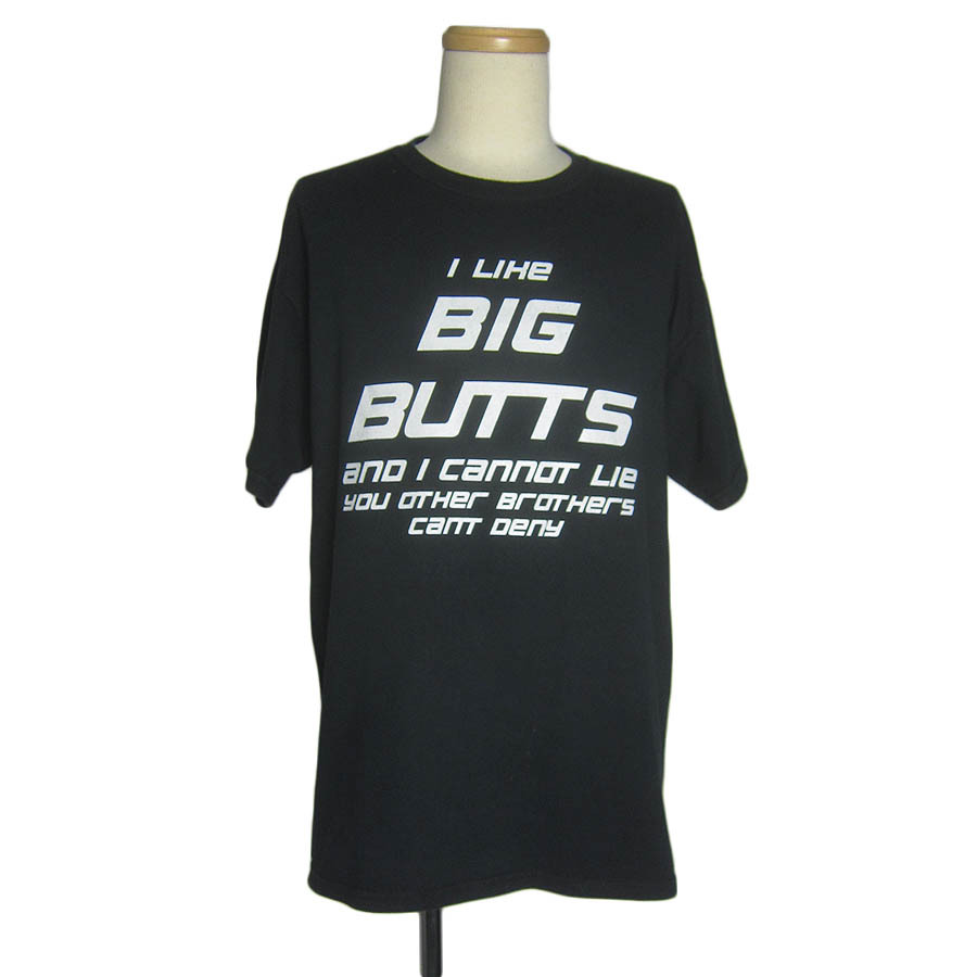GILDAN プリントTシャツ ティーシャツ I LIKE BIG BUTTS ブラック 黒色 メンズ Lサイズ アメリカ輸入古着 USED ユーズド tシャツ #n-144の画像1