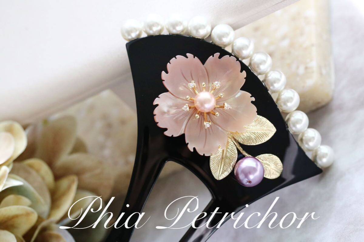 . Sakura ornamental hairpin chopsticks type pearl . hair ornament tomesode kimono coming-of-age ceremony wedding hairpin hair accessory peace graduation ceremony pearl The Seven-Five-Three Festival New Year N165