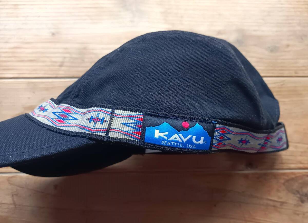 送料無料♪USA製KAVUカブー ストラップキャップ ブラック 黒 size L コットン 4パネル 帽子 A&F 美品 アウトドアキャンプ の画像4