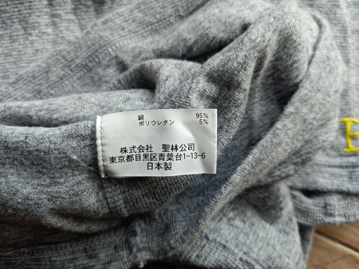 送料無料♪ハリウッドランチマーケット ストレッチフライス 半袖カットソー Tシャツ H刺繍 size 2(M) メンズ 杢グレー 灰色 日本製 美品