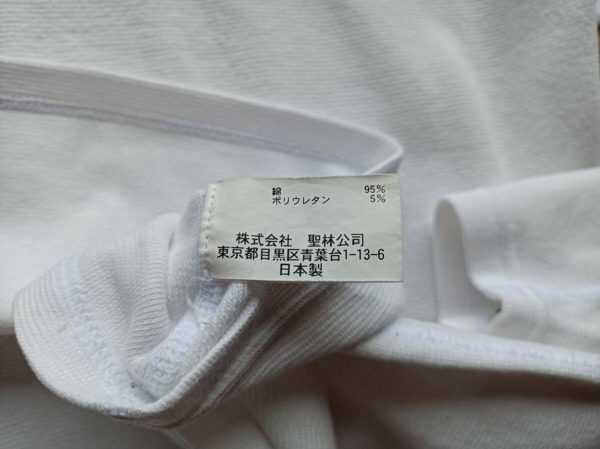 ハリウッドランチマーケット ストレッチフライス 長袖カットソー Tシャツ H刺繍 size 3(L) メンズ ホワイト 白 日本製 USED古着_画像5