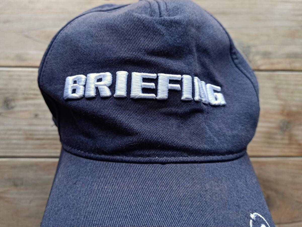 BRIEFING ブリーフィング ゴルフ キャップ 帽子 6パネル ロゴ刺繍 ネイビー 紺 フェード ベルクロ 星条旗 USED古着の画像6