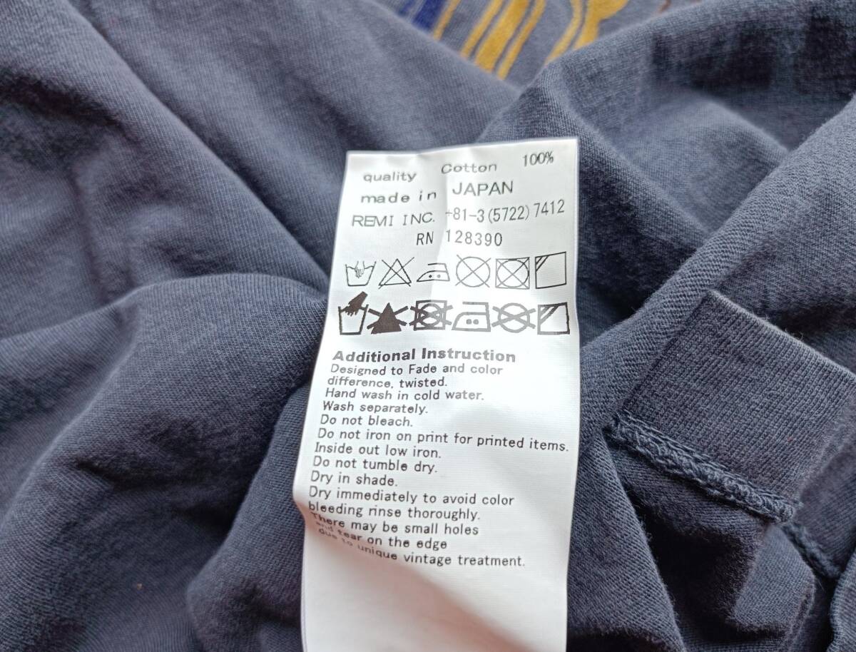 送料無料♪REMI RELIEF レミレリーフ Tシャツ CALIFORNIA フロッキープリント size M 日本製 チャコールグレー ロンハーマン