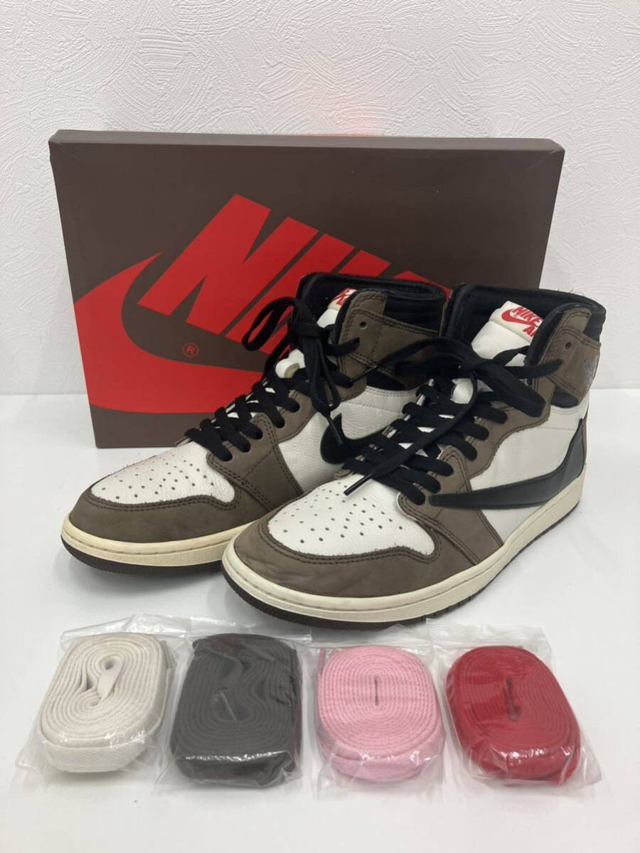 H4-001 Travis Scott × Nike Air Jordan 1 Retro High OG TS SP トラヴィス・スコット × エアジョーダン1 ダークモカハイ 28cm 真贋済みの画像1