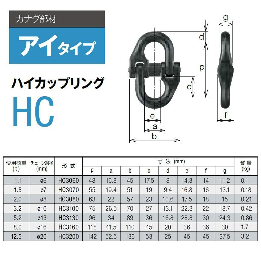 新品4点セット！◆KITO【ハイカップリング HC3080】φ8mm 使用荷重2.0t チェンスリング◆アイタイプ部材 吊具の画像3