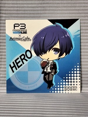 ペルソナ3リロード Animax Cafe+限定 ドリンク 非売品ステッカー 主人公 結城理 SD スイーツパラダイス 原宿 PERSONA3 RELOAD P3R
