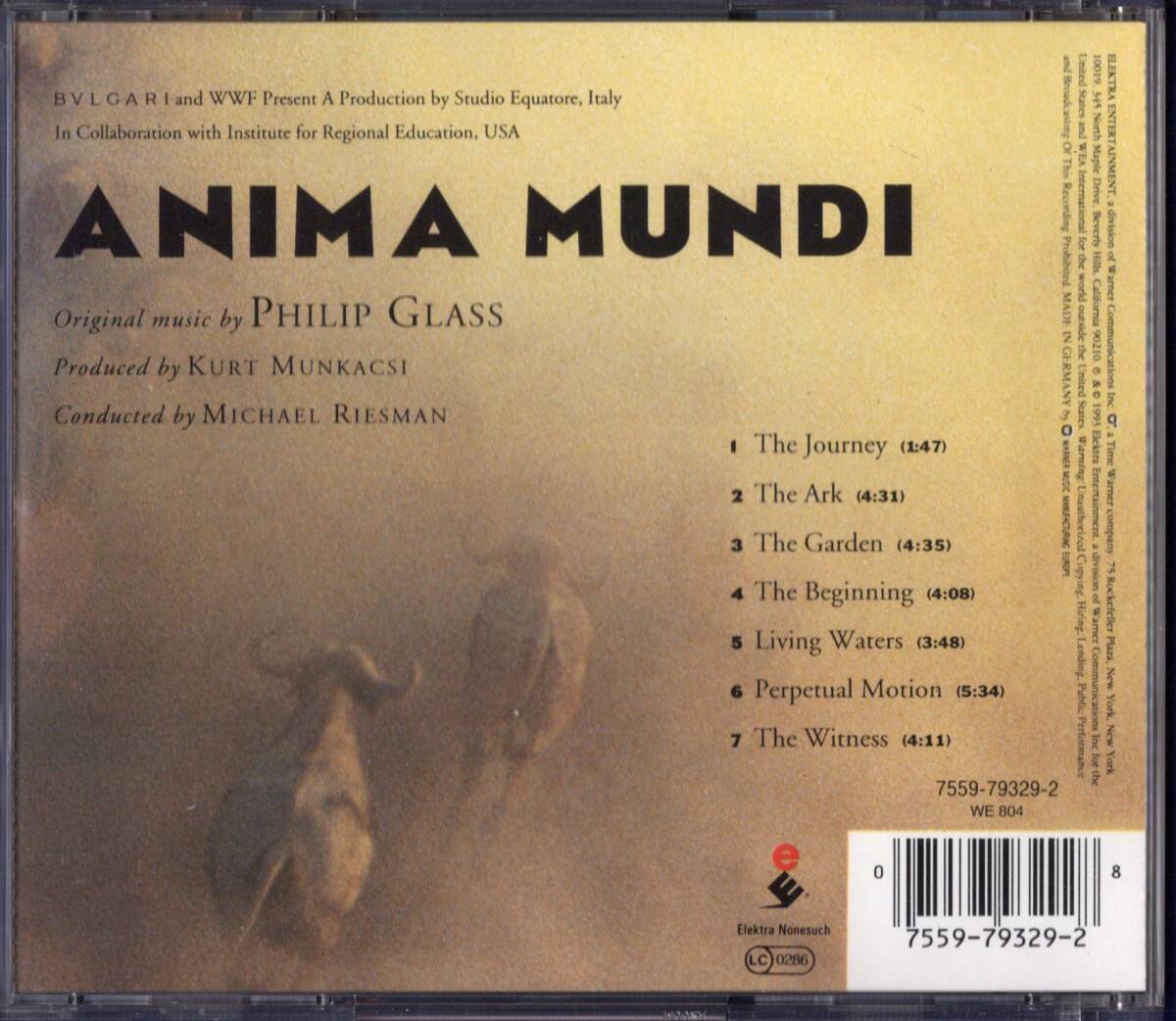 【サントラCD】フィリップ・グラス「ANIMA MUNDI」＊1993年発売 アメリカ盤 ＊PHILIP GLASSの画像3
