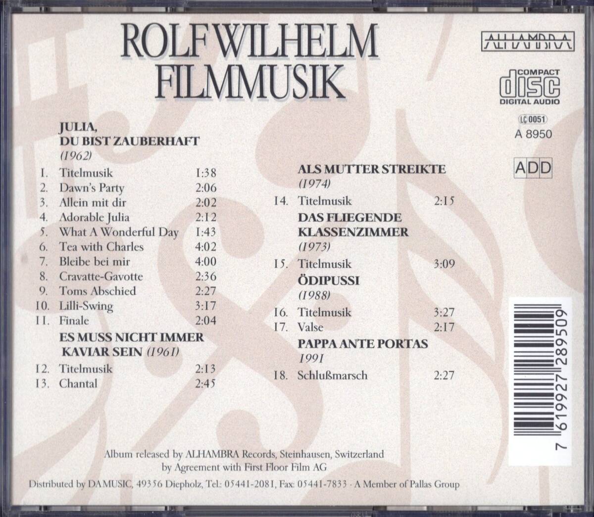 【CD】ロルフ・ヴィルヘルム「FILMMUSIK (映画音楽集)」ドイツ映画サントラ ＊良品 ＊ROLF WILHELMの画像2