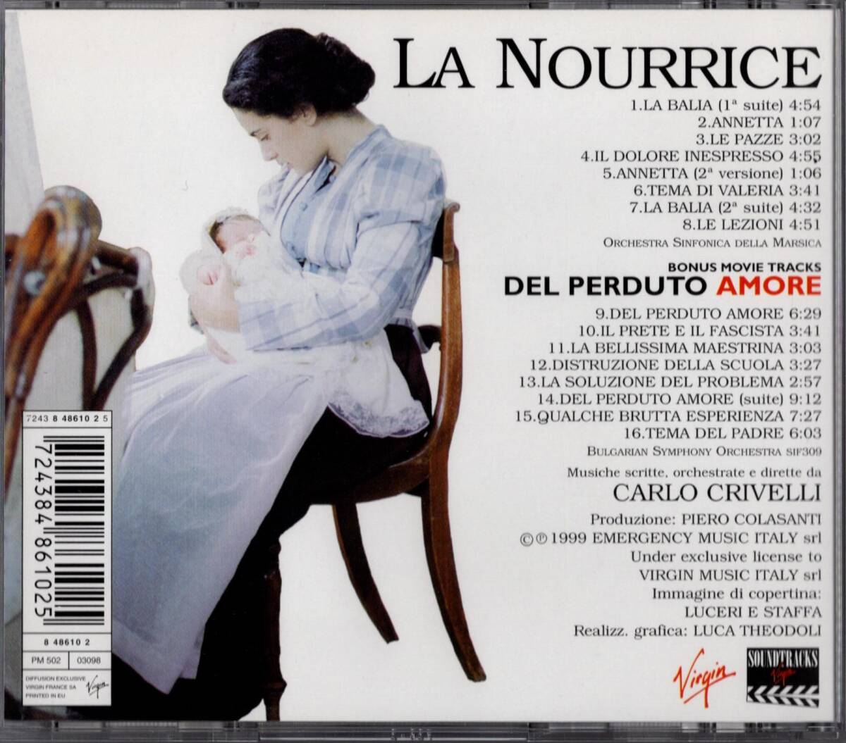 【CD】カルロ・クリベッリ「LA NOURRICE / DEL PERDUTO AMORE」マルコ・ベロッキオ ＊1999年発売・イタリア盤サントラ ＊CARLO CRIVELLIの画像2