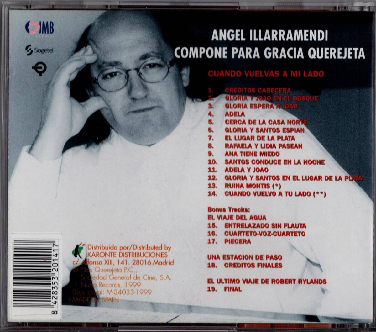 【サントラCD】Angel Illarramendi「Cuando Vuelvas A Mi Lado」＊1999年発売 スペイン盤 ＊良品_画像2