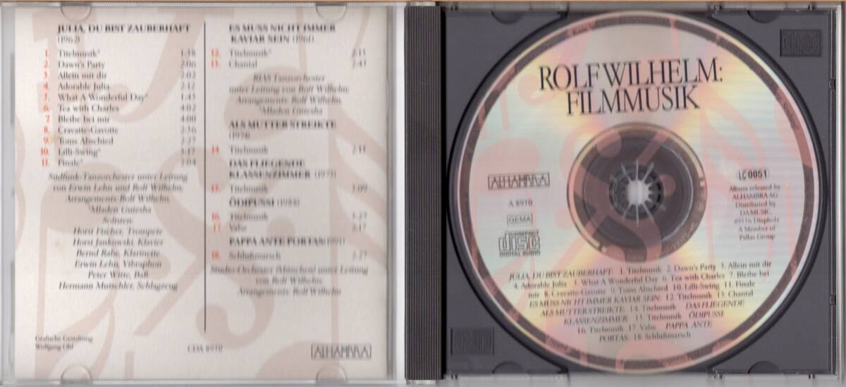 【CD】ロルフ・ヴィルヘルム「FILMMUSIK (映画音楽集)」ドイツ映画サントラ ＊良品 ＊ROLF WILHELMの画像3