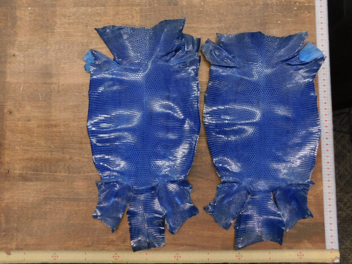 トカゲ革（リザード） ブルー 2枚の画像3