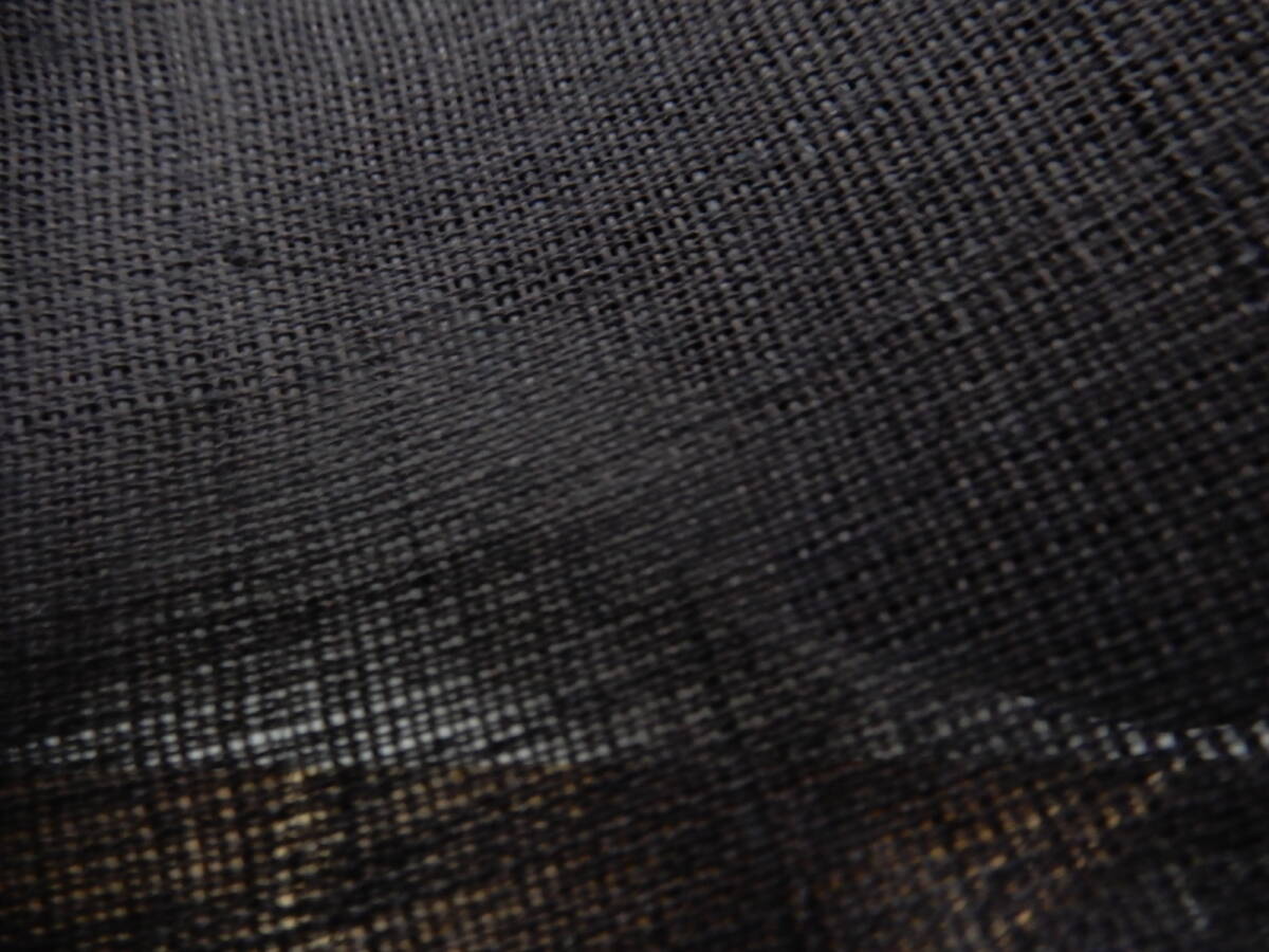 ＜銀の斧＞明治期前後の麻生地・日本の手織り苧麻・未使用保存品・希少・黒に近い紺色・暖簾やタペストリーに_画像3