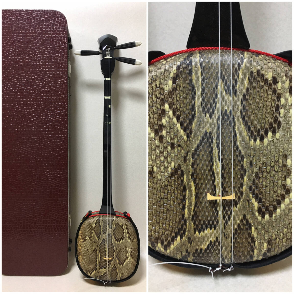 [B943] sanshin . leather Okinawa body hard case attaching 