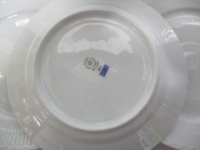 Y841/ROYAL COPENHAGEN ロイヤル コペンハーゲン 19cm ホワイトフルーテッド プレート皿 5枚セット 洋食器 まとめ売りの画像3