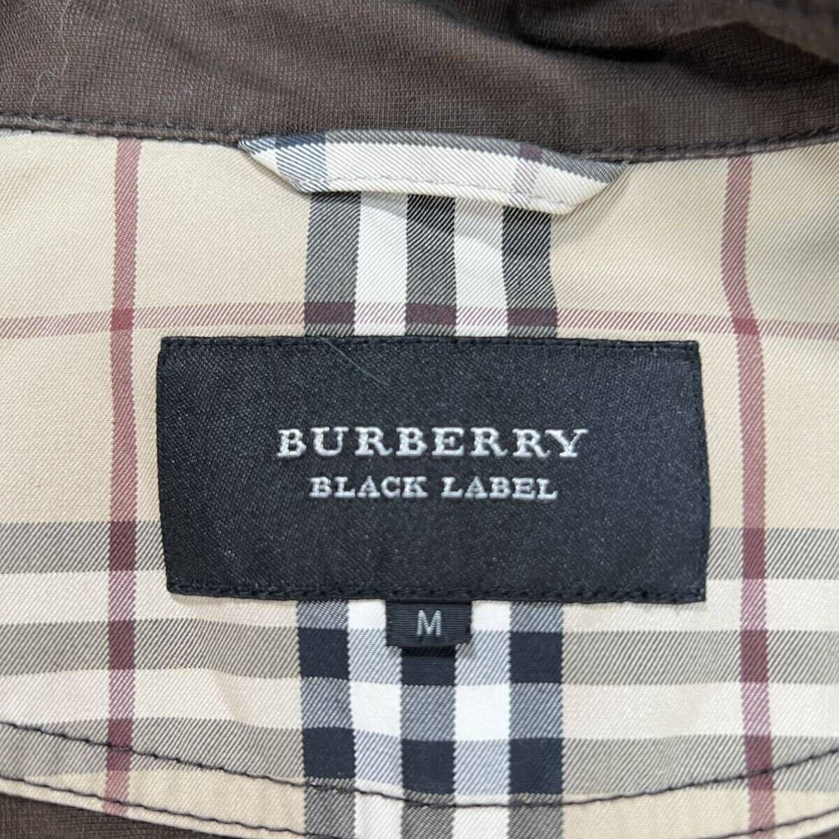 美品★バーバリーブラックレーベル ミリタリージャケット BURBERRY BLACK LABEL ブルゾン ノバチェック 襟ワイヤー ホース刺繍 ロゴ 茶色_画像9