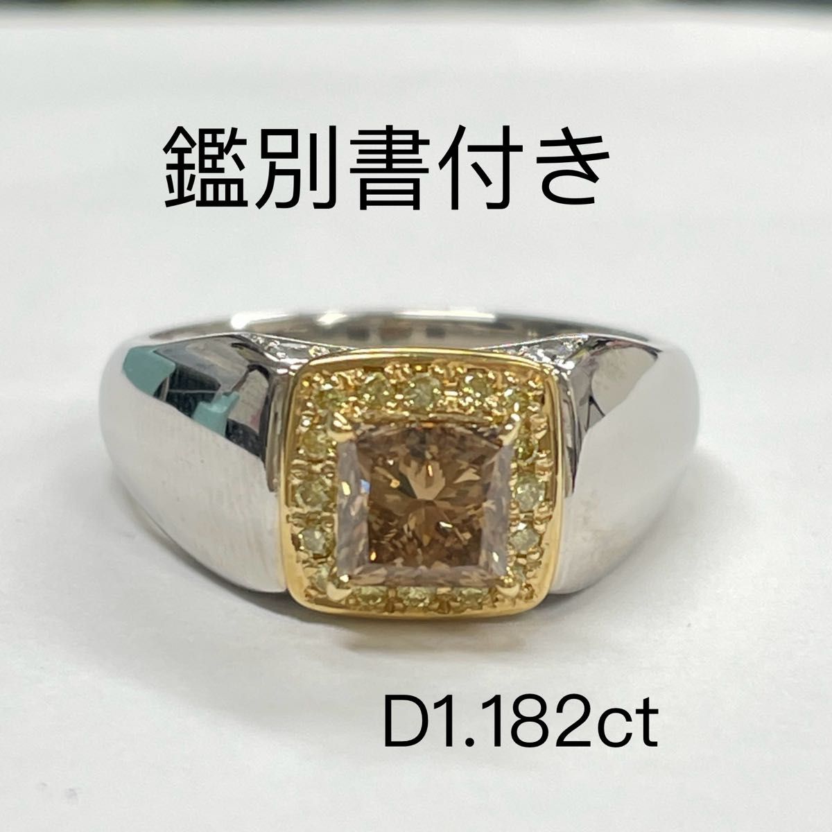 Pt900/K18YG、天然ダイヤモンド　リング
