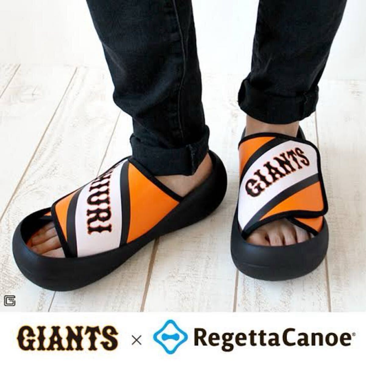 【RegettaCanoe×GIANTS】ジャイアンツコラボ◎!!リゲッタカヌー 定価1.3万 ビッグフット カバーサンダル ジャイアンツコラボ 巨人の画像1