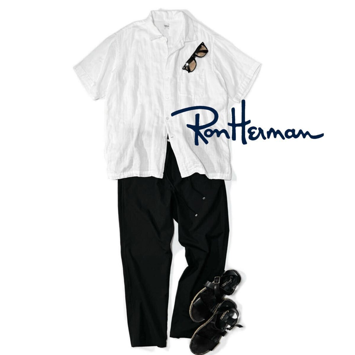 【Ron Herman】清涼感バツグンの白無地リネンシャツ◎!!RHC ロンハーマン リネンガーゼシャツ 白シャツ オープンカラーシャツ 半袖シャツ_画像10