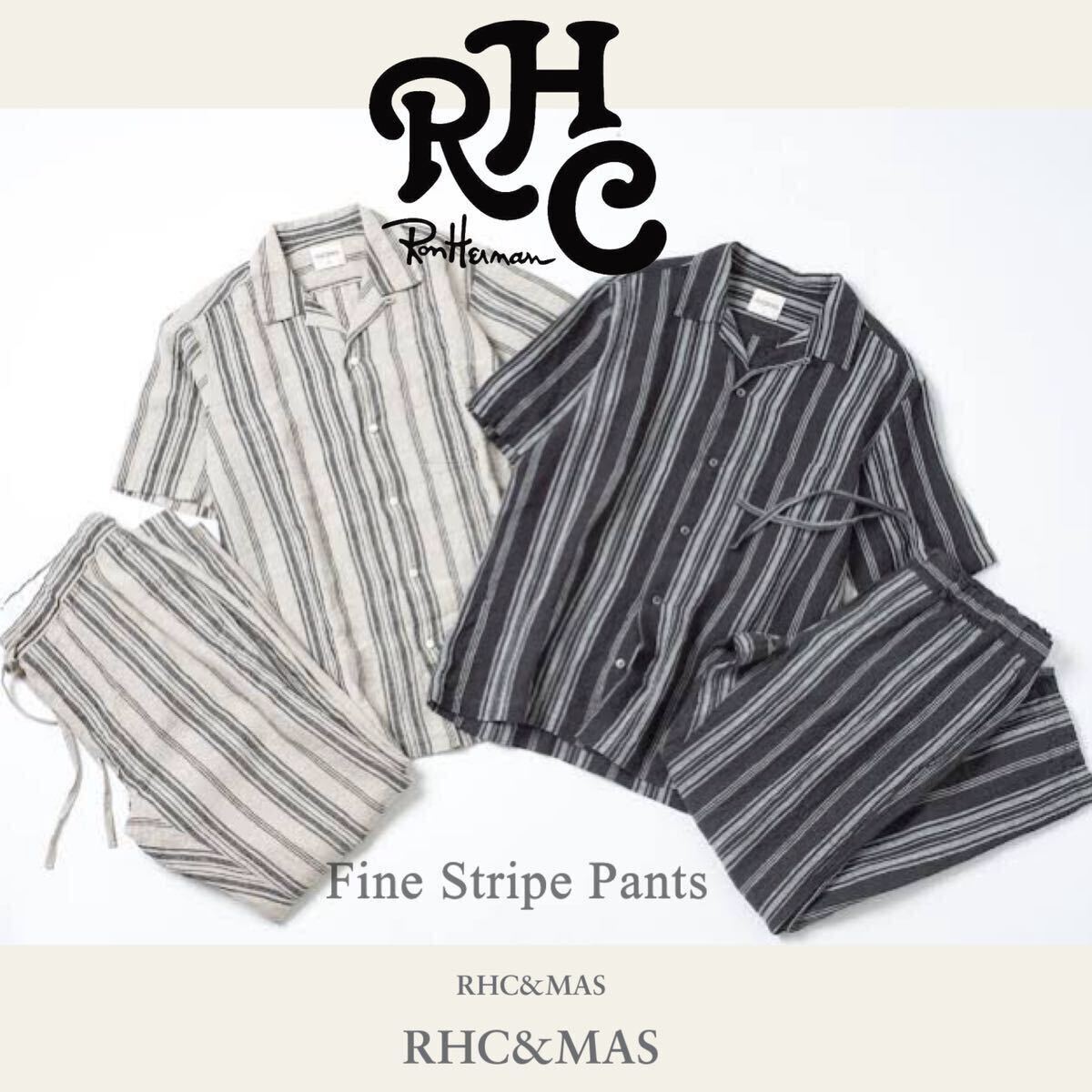 【RHC&MAS】PickUp掲載◎!!RHC ロンハーマン 定価3.1万 Fine Stripe Pants リネンストライプ イージーパンツ リラックスパンツ 日本製_画像1
