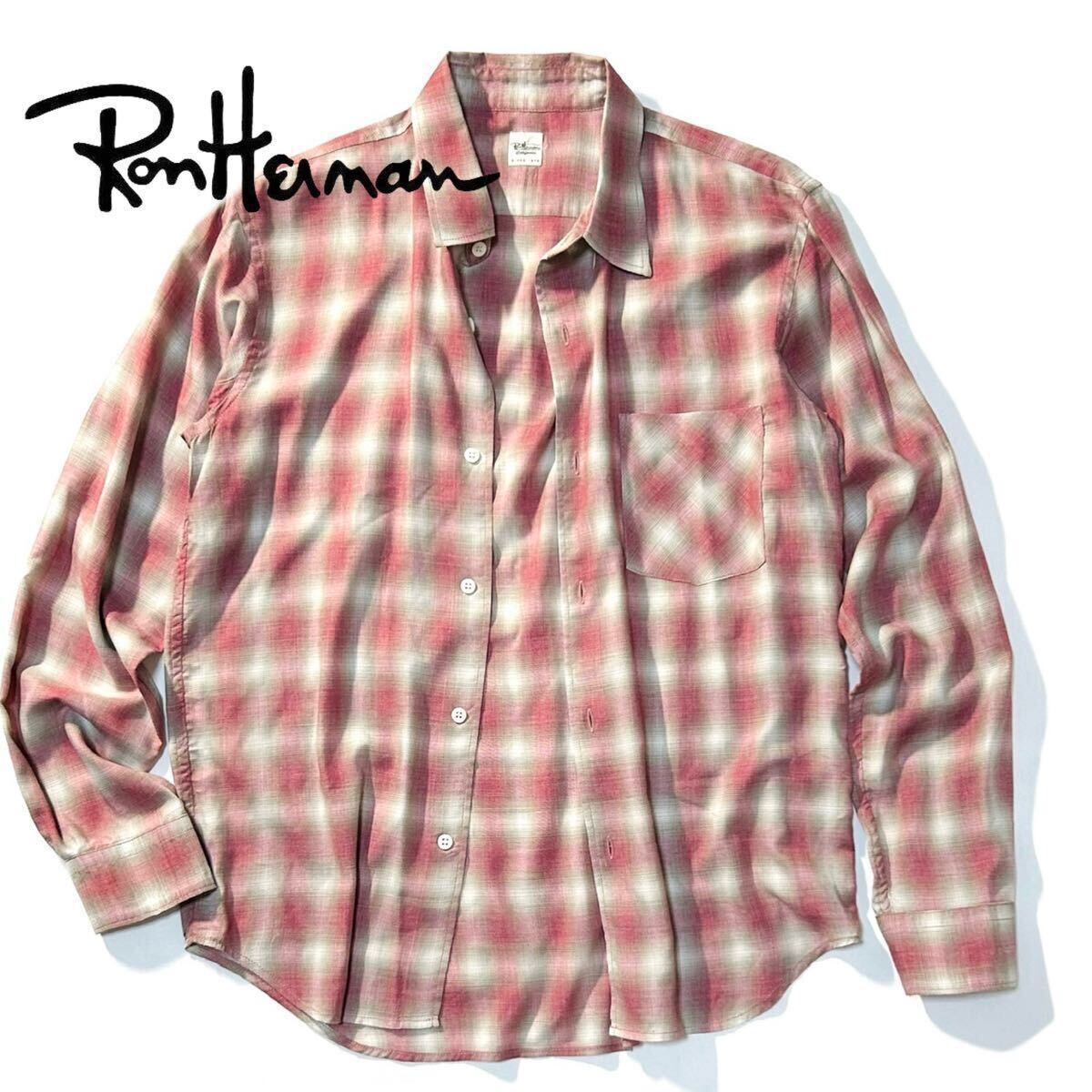 【Ron Herman】LookBook掲載◎!!RHC ロンハーマンOmbre Check Shirt オンブレチェック 長袖シャツ レーヨン混 チェックシャツ 日本製の画像2