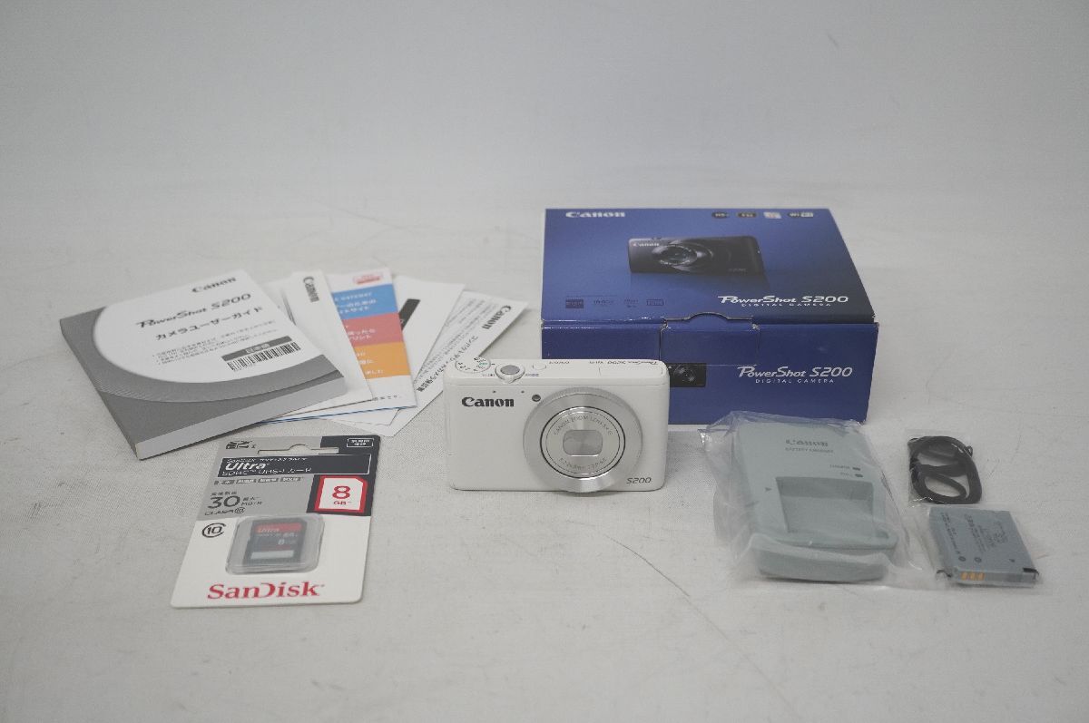 [4-51] 美品 Canon キャノン PowerShot S200 パワーショット PSS200 コンパクトデジタルカメラ 5.2-26.0mm 1:2.0-5.9 ホワイト 箱有 家電の画像1
